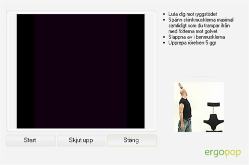 Övningsfönster i ErgoPop
