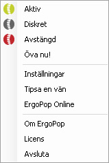 Huvudmenyn i ErgoPop